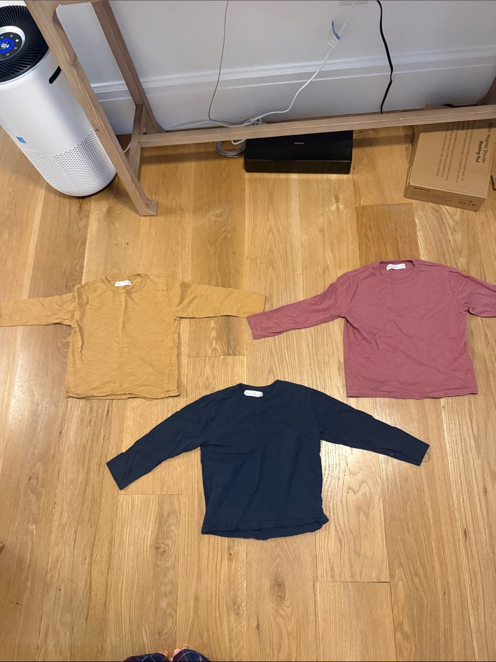 Zara Kids Long-Sleeve Tees in Mustard, Rose, and Navy